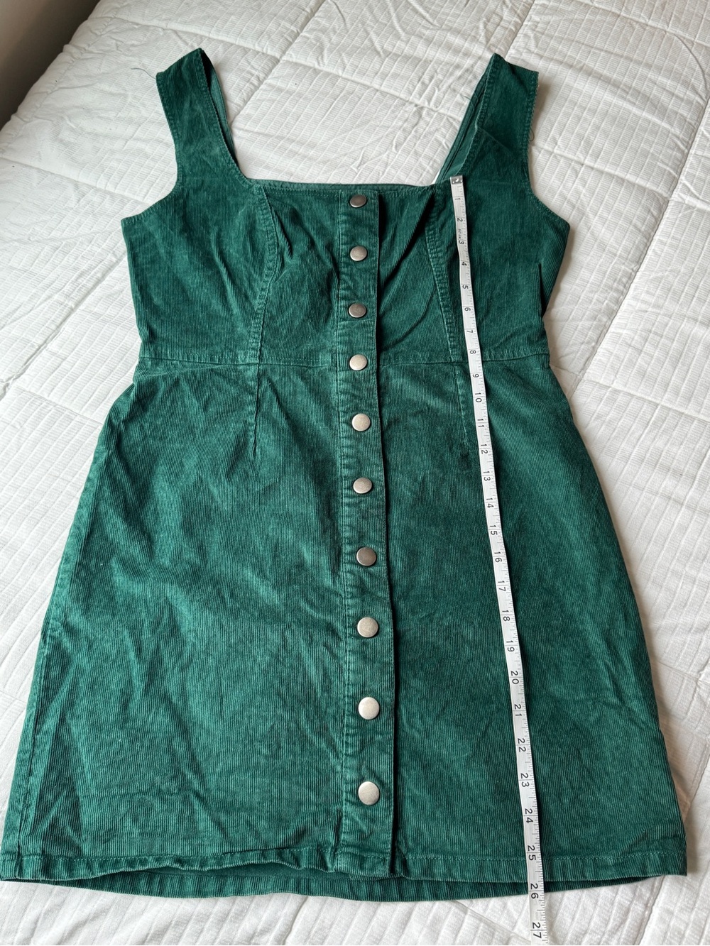 Urban Outfitters emerald green corduroy button down mini dress size 10 - Picture 9 of 11